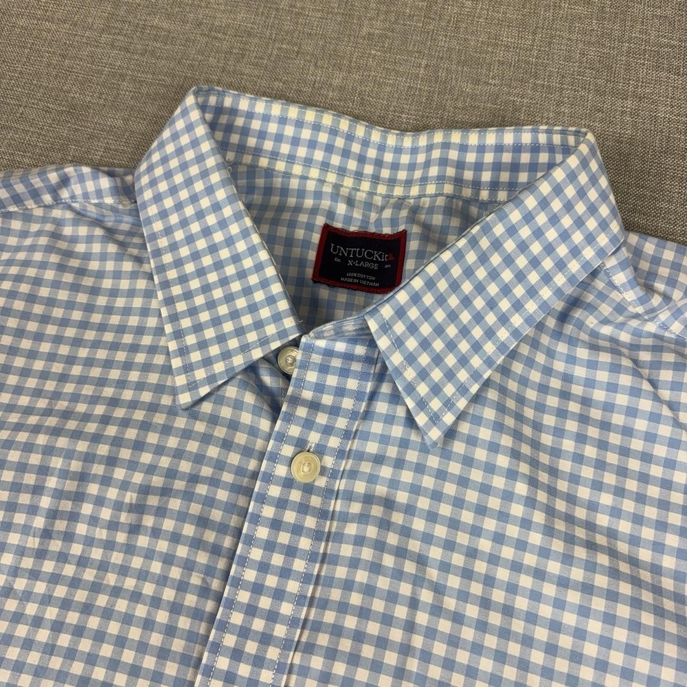 UNTUCKit Shirt Mens XL Blue Check Long Sleeve Button Up Cotton Casual Woven